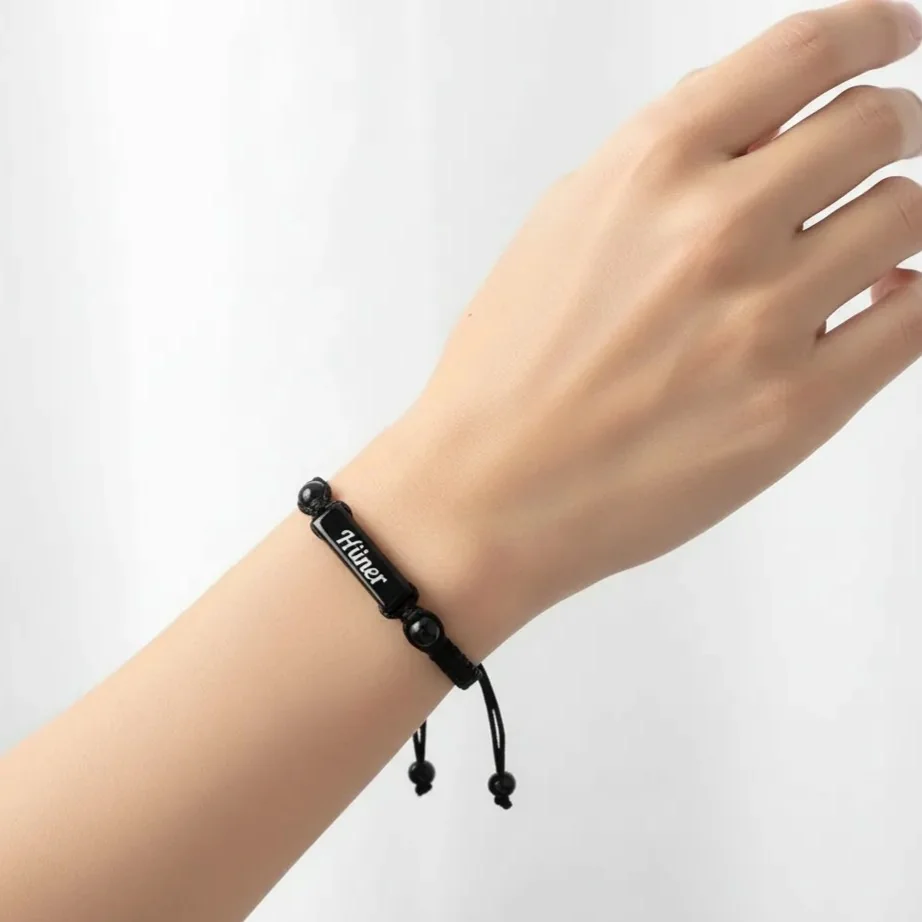 BlackCraft Kişiye Özel Oltu Taşı Örme Bileklik