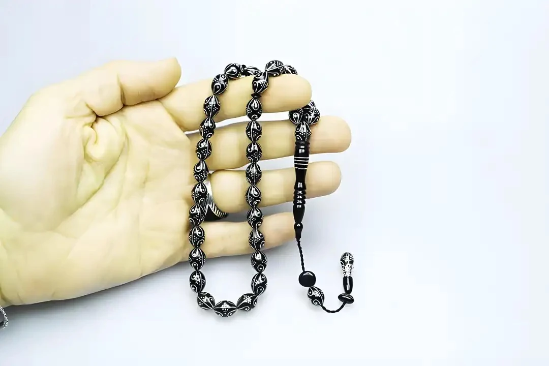 Oltu Taşı Damla Karpuz İşleme Tespih