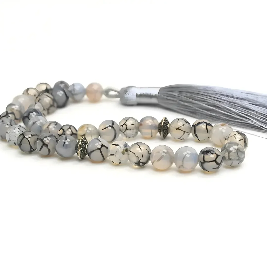 BlackCraft Damarlı Akik Doğaltaş Tespih