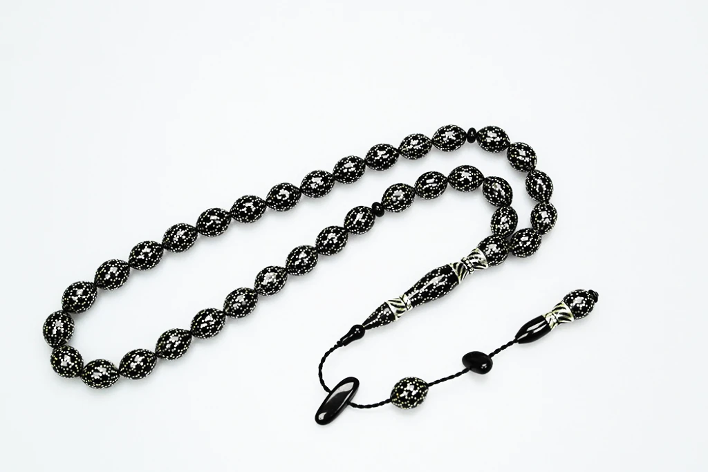 Oltu Taşı Petek İşlemeli Tespih