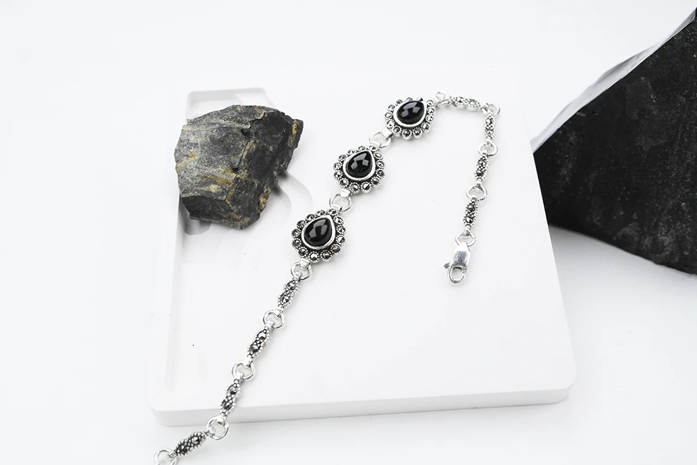 Ayça 925 Ayar Oltu Taşlı Gümüş Bileklik