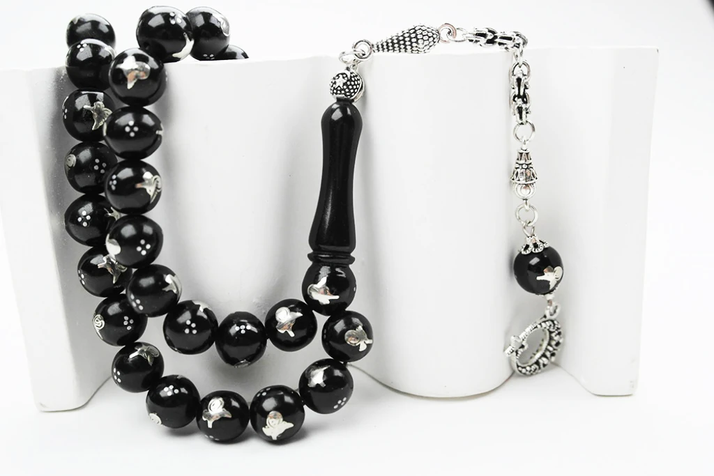 Oltu Sıkması Tuğra  İşlemeli Tespih