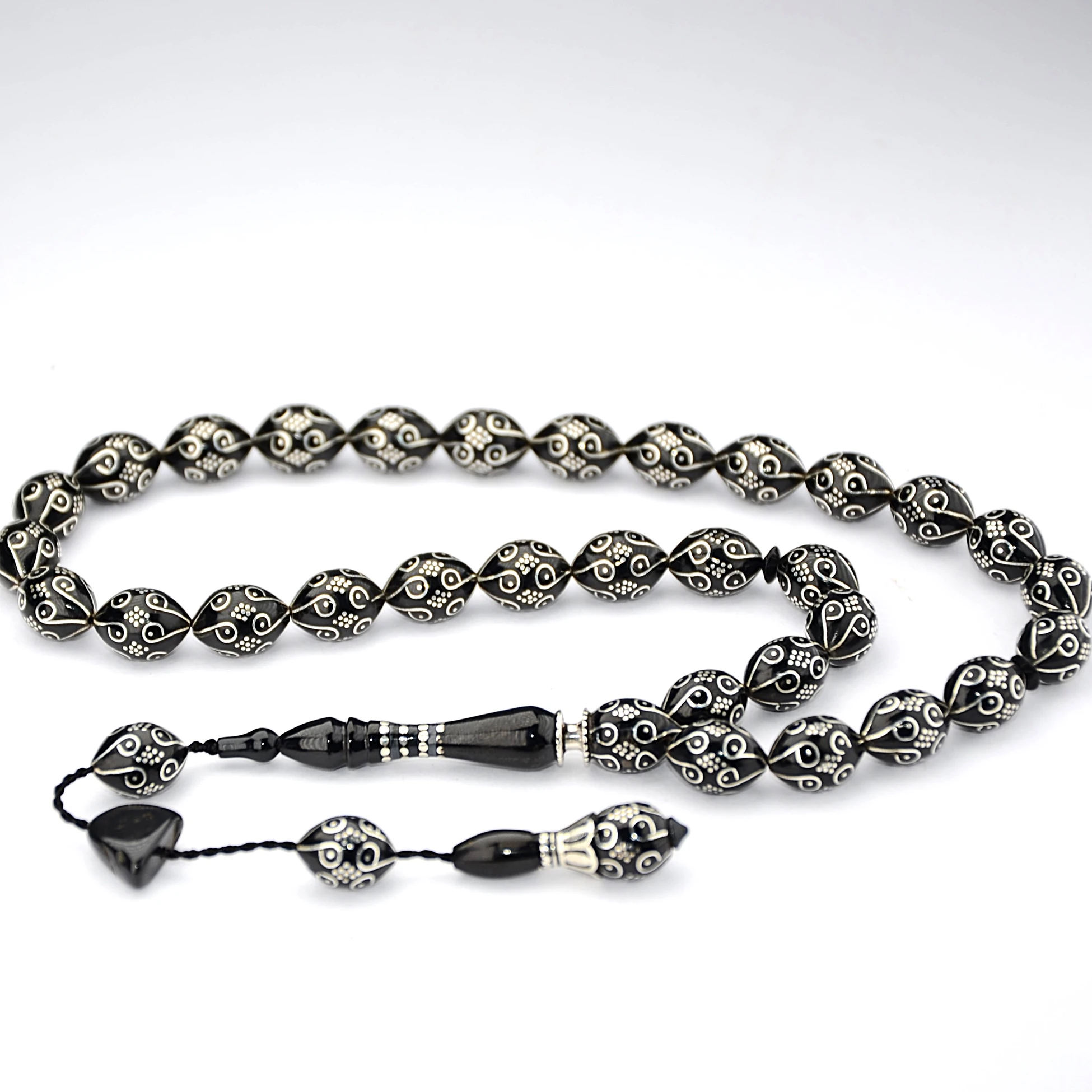 Oltu Taşı Ötr İşleme On İkili Damal İşlemeli Tespih