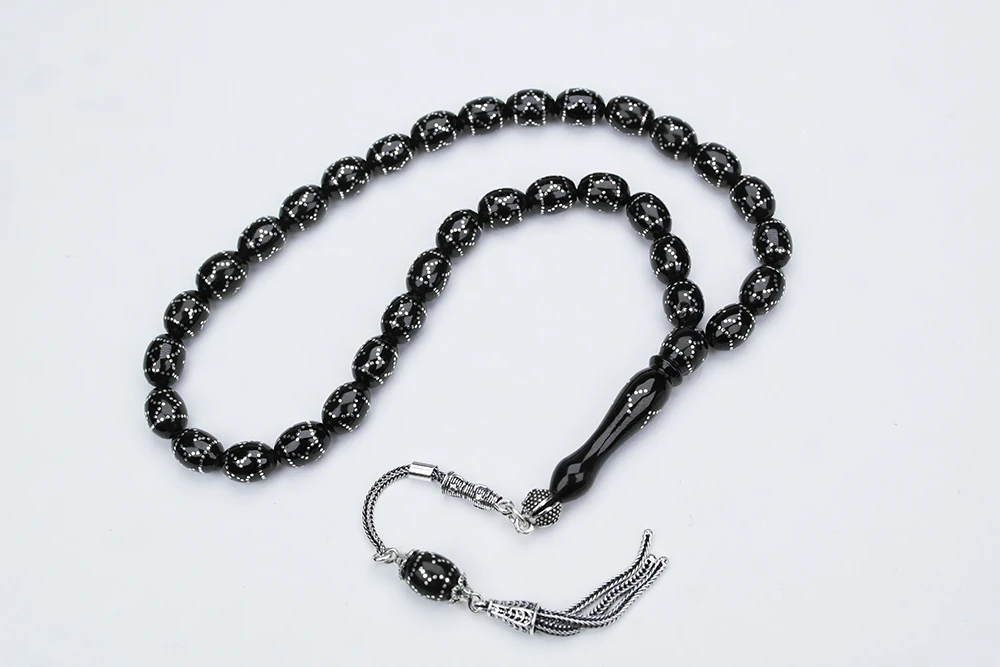 Oltu Taşı Beyzi Model Çemberli Yön İşlemeli Tespih