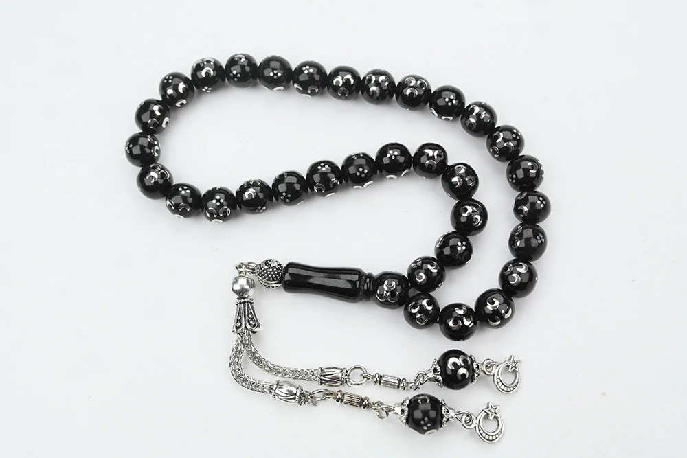 Üçhilal İşlemeli Oltu Sıkması Tespih