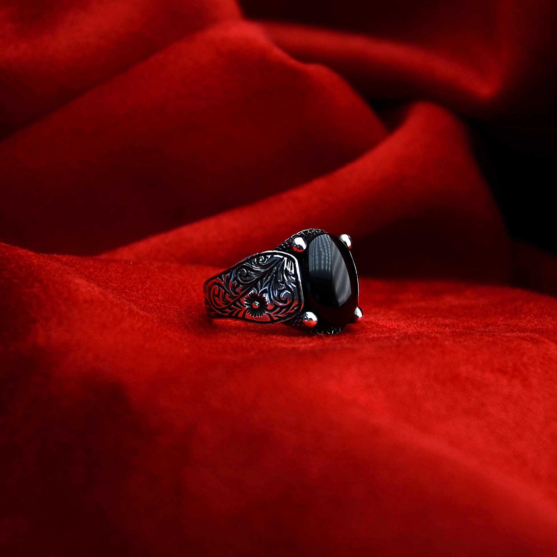 Sırlı Lale Kalem İşçilik Erkek Yüzük