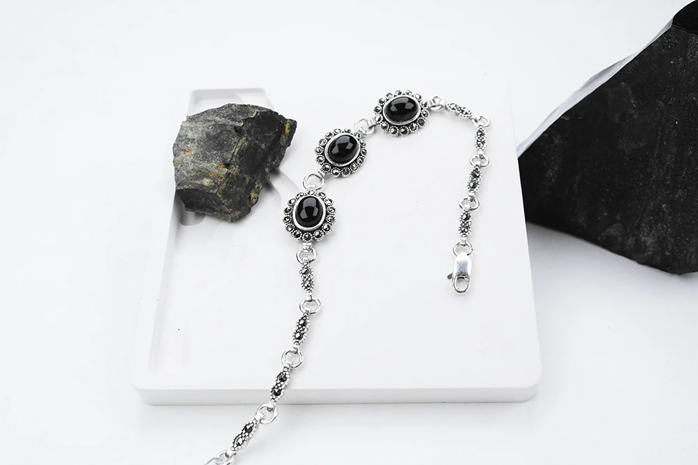 Zırh 925 Ayar Oltu Taşlı Gümüş Bileklik