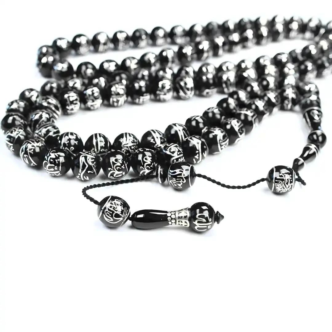 Oltu Taşı ESMAÜL HÜSNA  Arapça El İşçiliği  Namaz Tespihi