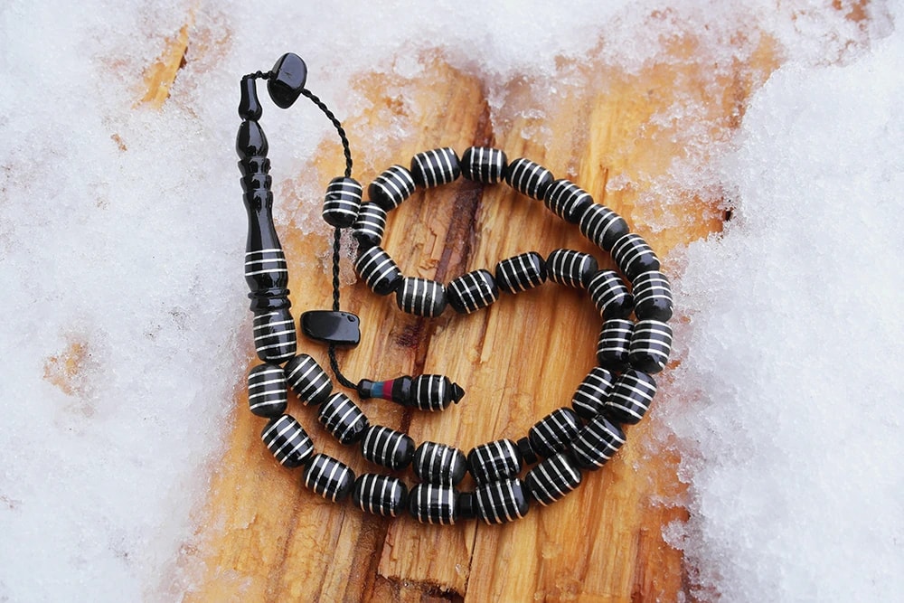 Oltu Taşı Kapsül Model Burgu Vida  İşlemeli Tespih