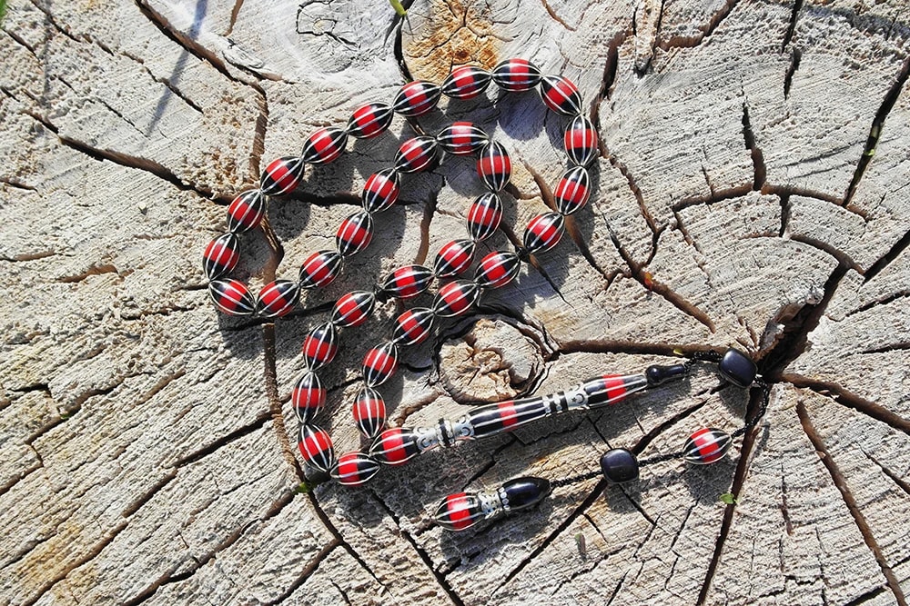 Arpa Model Oltu Taşı Onlu Karpuz İşlemeli Tespih