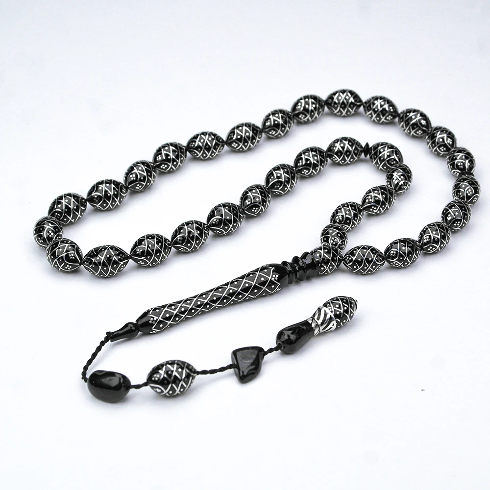 Oltu Taşı Koleksiyonluk Özel  İşlemeli Tespih