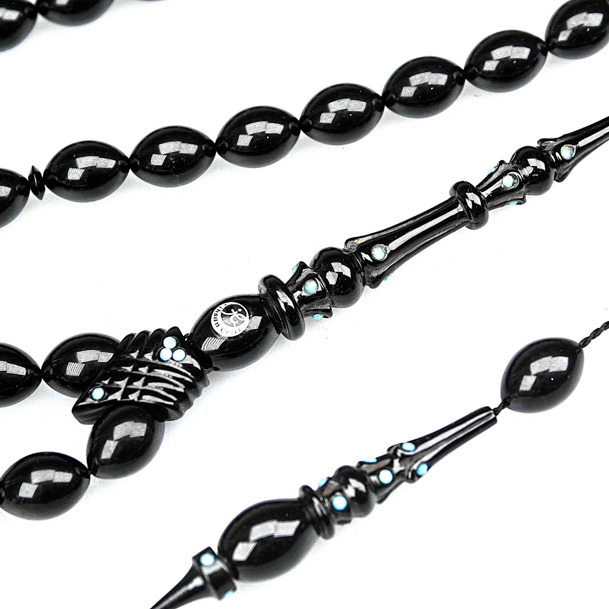 Oltu Taşı Özel Seri   İmame Oyma Mızrak  İşçilikli Tespih