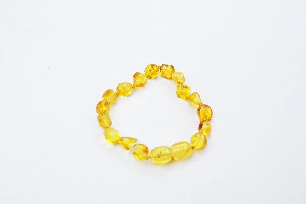 Bal Renkli  Doğal Kesim Damla Kehribar Bebek Bileklik