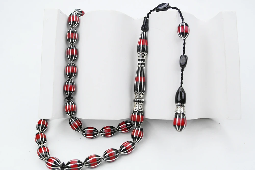 Arpa Model Oltu Taşı Onlu Karpuz İşlemeli Tespih