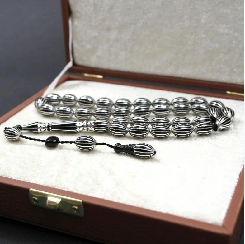 BlackCraft Beyzi Kesim 16'lı Nakkaş İmame Oltu Taşı Tespih