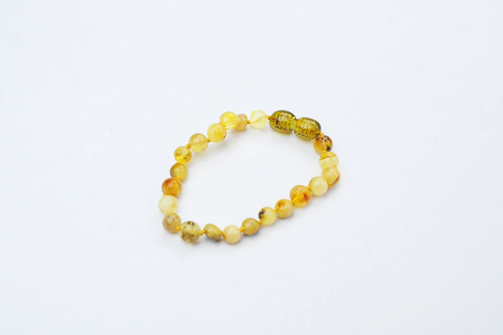 Fosilli  Damla Kehribar Bebek Bileklik