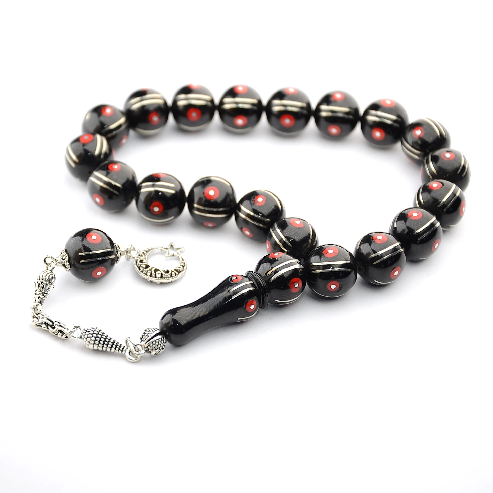 Maskot Mercan Karpuz İşlemeli Oltu Sıkma Tespih