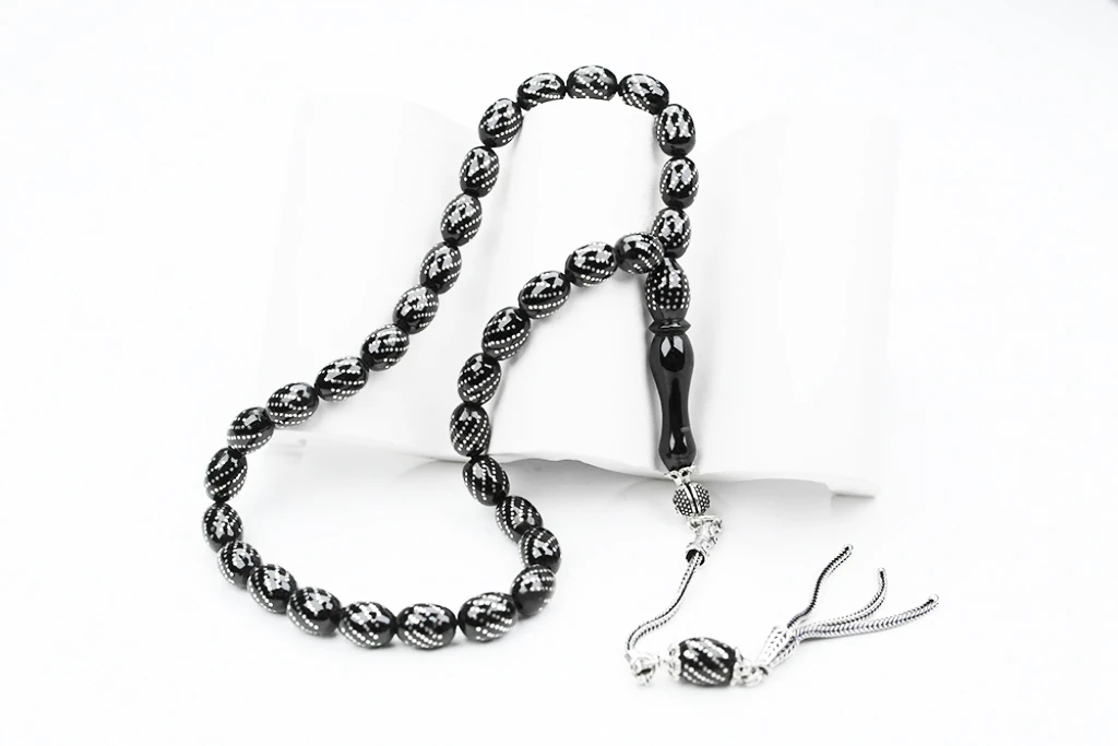 Oltu Taşı Beyzi Model Burgu  İşlemeli Tespih