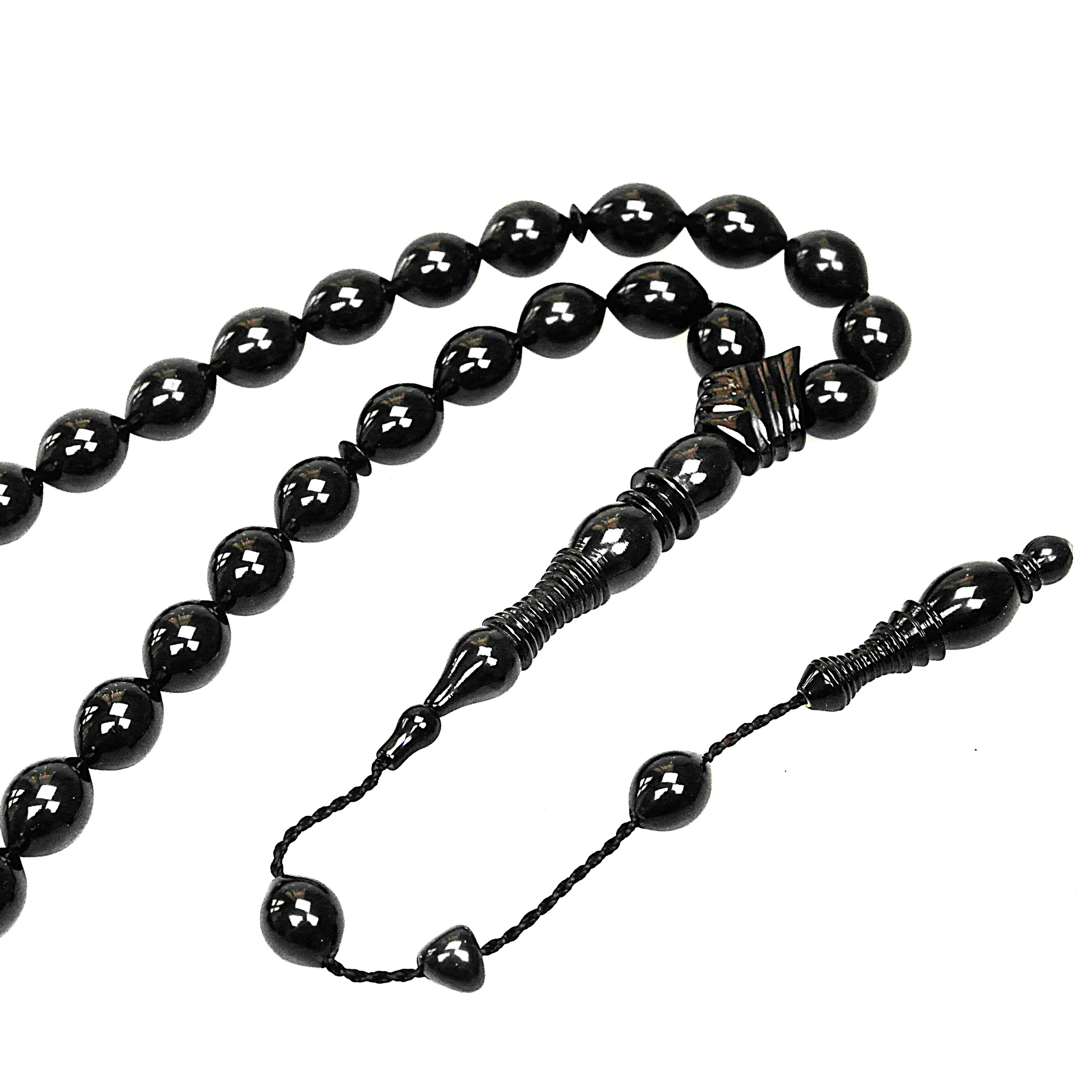 Oltu Taşı Kravatlı Şerit Çizgi İmame  Sade Tespih