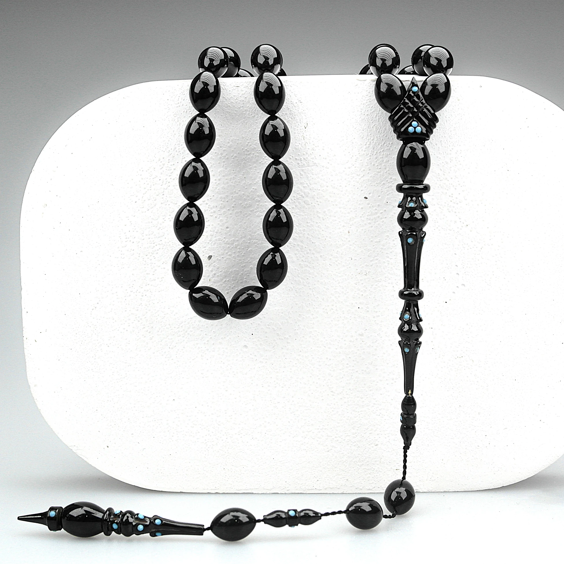 Oltu Taşı Özel Seri   İmame Oyma Mızrak  İşçilikli Tespih