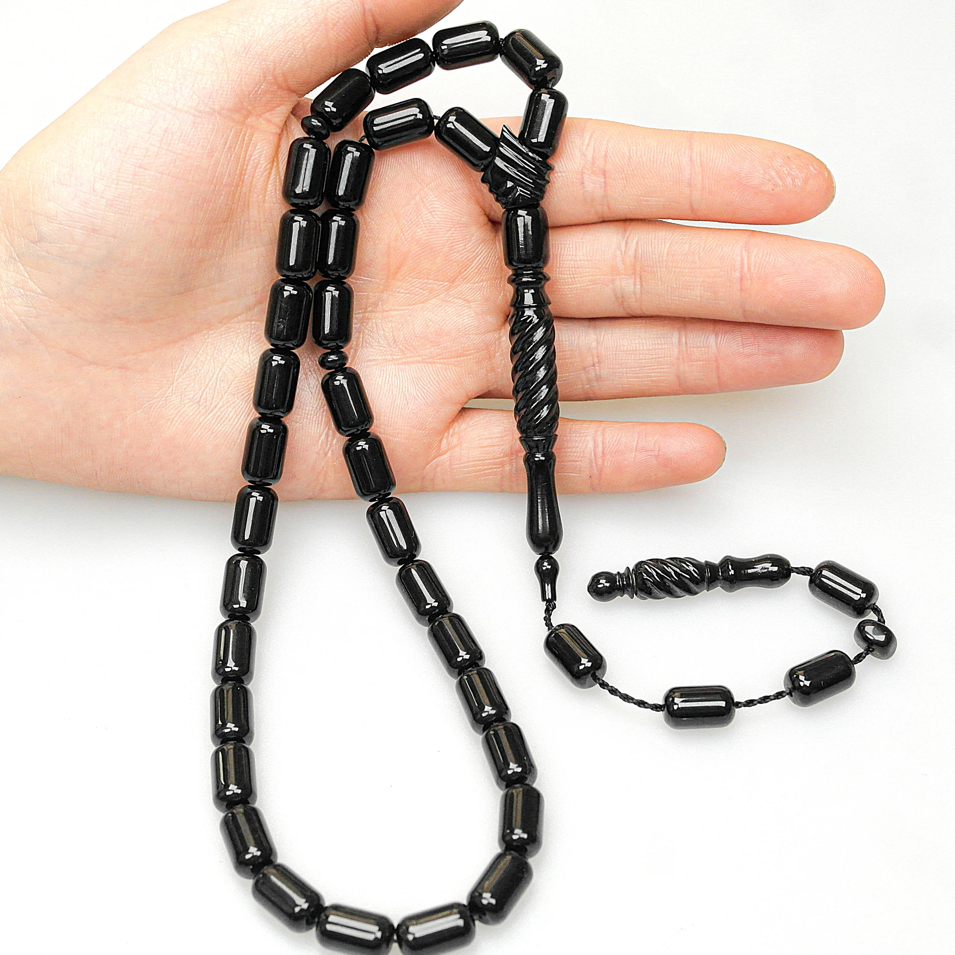 Oltu Taşı Kravatlı Şerit Çizgi İmame  Sade Tespih