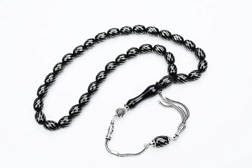 Oltu Taşı Beyzi Model Burgu  İşlemeli Tespih