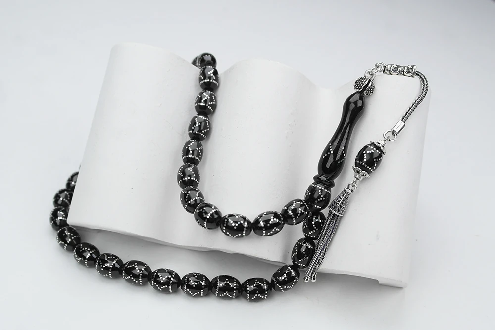 Oltu Taşı Beyzi Model Çemberli Yön İşlemeli Tespih