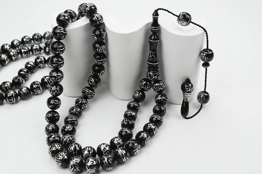 Oltu Taşı ESMAÜL HÜSNA  Arapça El İşçiliği  Namaz Tespihi