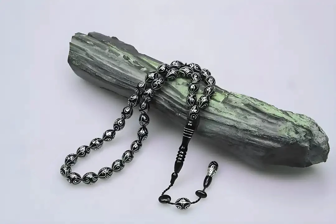 Oltu Taşı Damla Karpuz İşleme Tespih