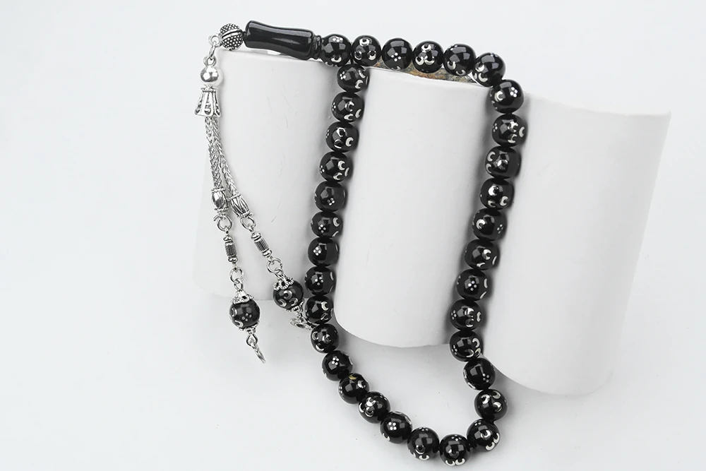 Üçhilal İşlemeli Oltu Sıkması Tespih