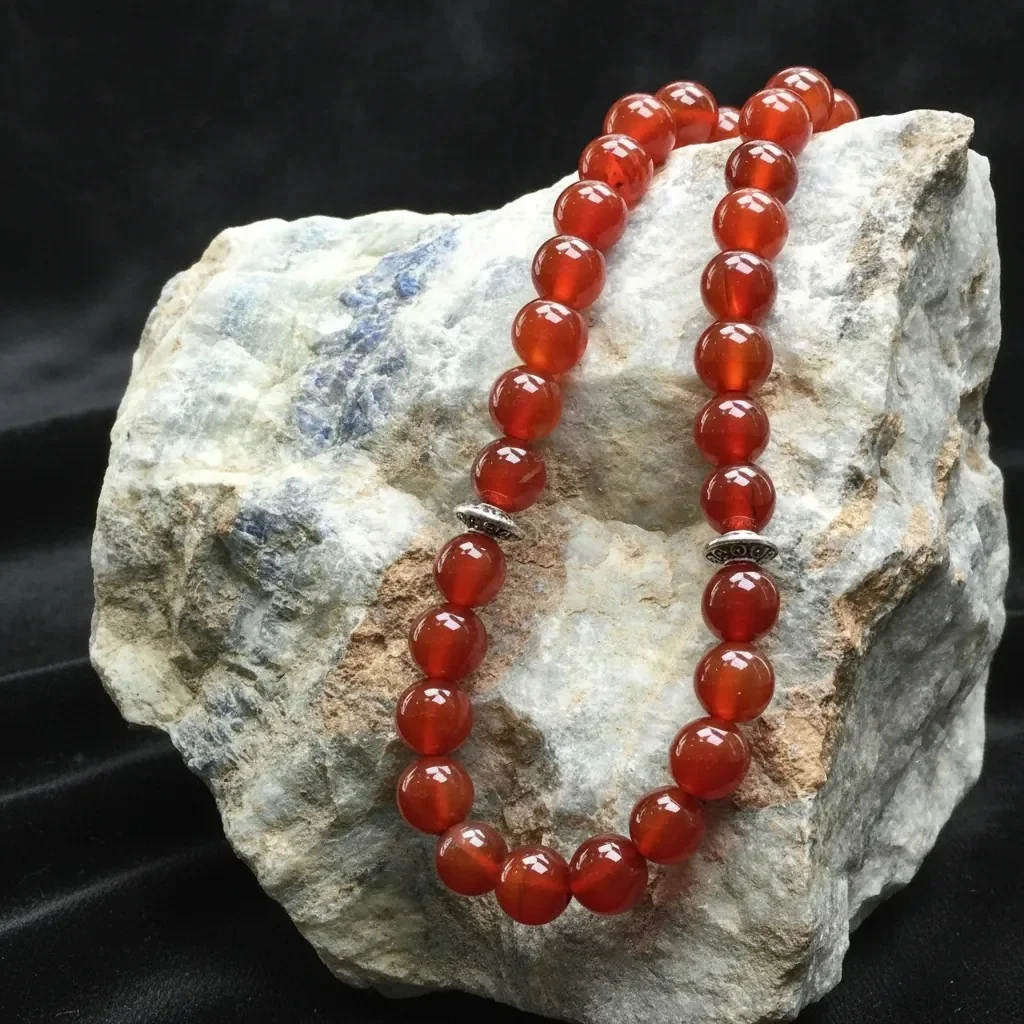 BlackCraft Kırmızı Akik Doğaltaş Tespih