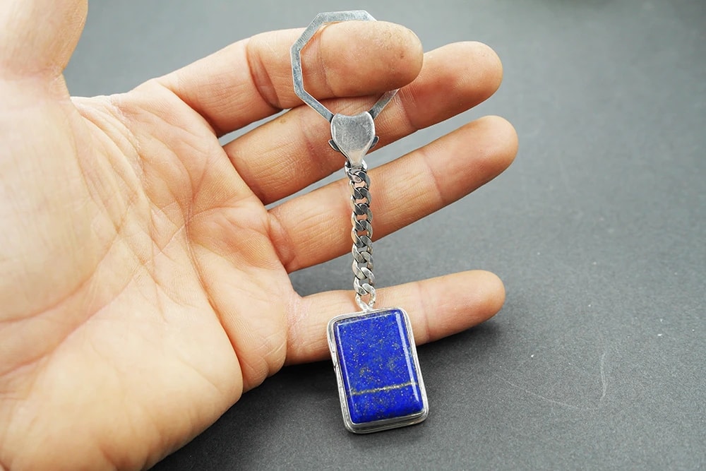 Lapis Taşlı 925 Ayara Gümüş Anahtarlık