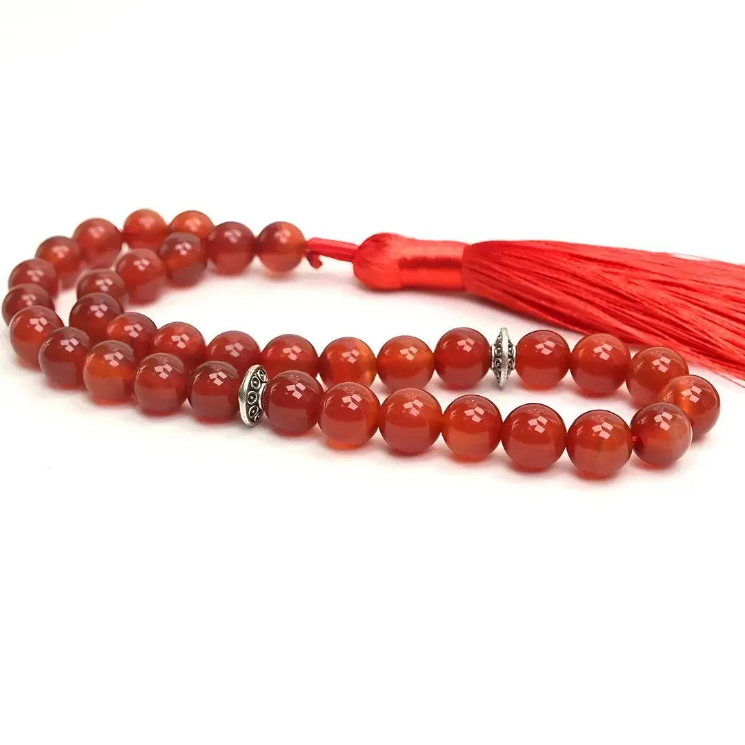 BlackCraft Kırmızı Akik Doğaltaş Tespih