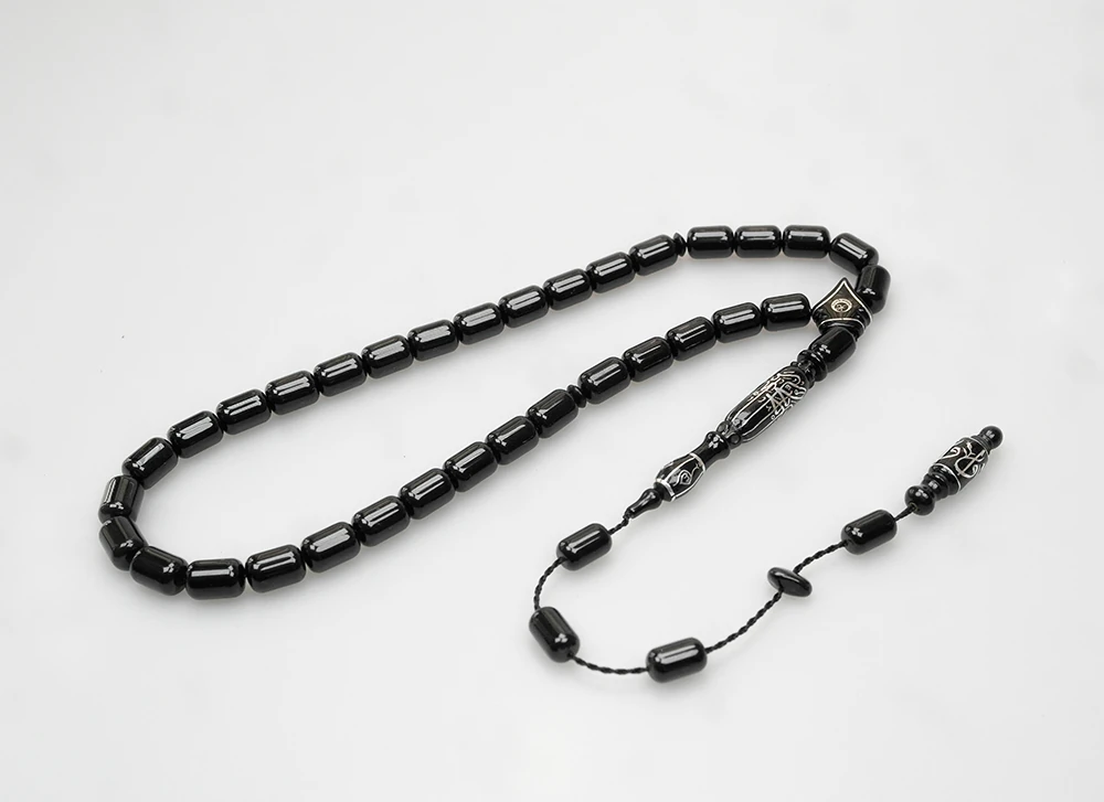 Oltu Taşı Nakkaş Oyma Kıl Testere Kesim Motif İmameli Tesbih