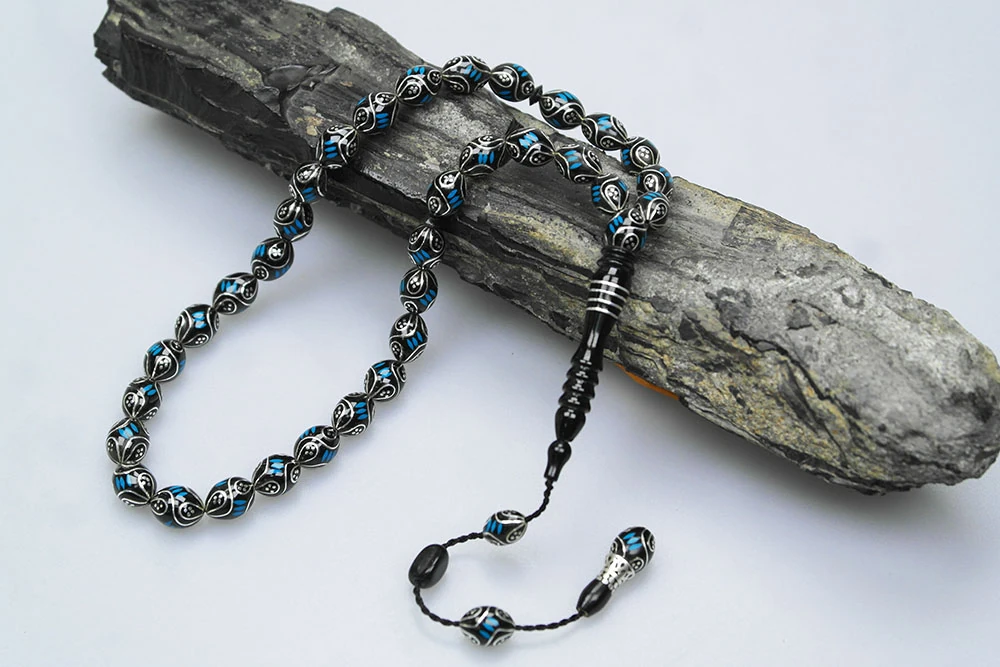 Oltu Taşı ve Mine İşlemeli Tespih