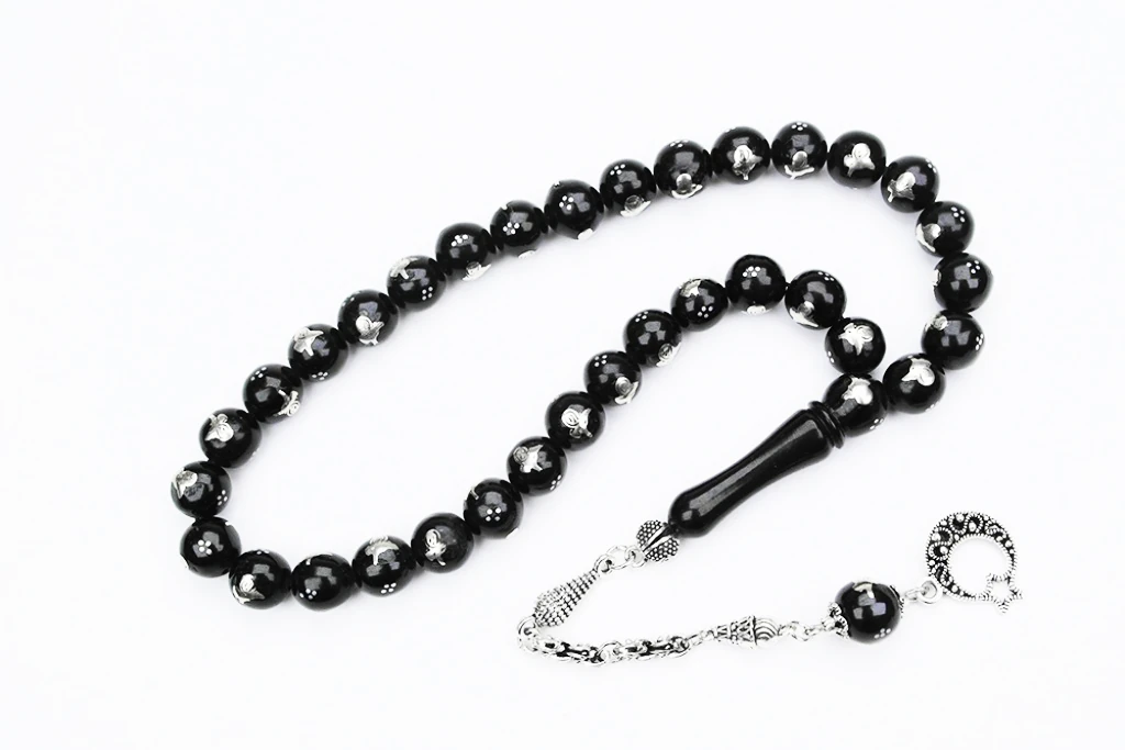 Oltu Sıkması Tuğra  İşlemeli Tespih