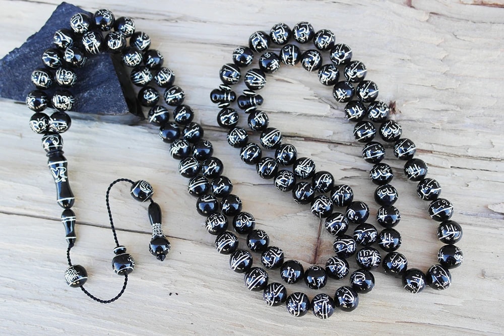 Oltu Taşı ESMAÜL HÜSNA  Arapça El İşçiliği  Namaz Tespihi