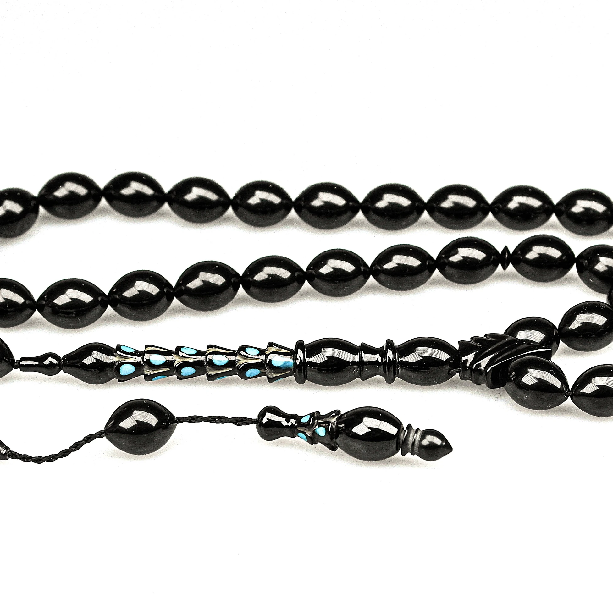 Oltu Taşı Özel Seri  Palmiye Desen İmame Oyma  İşçilikli Tespih