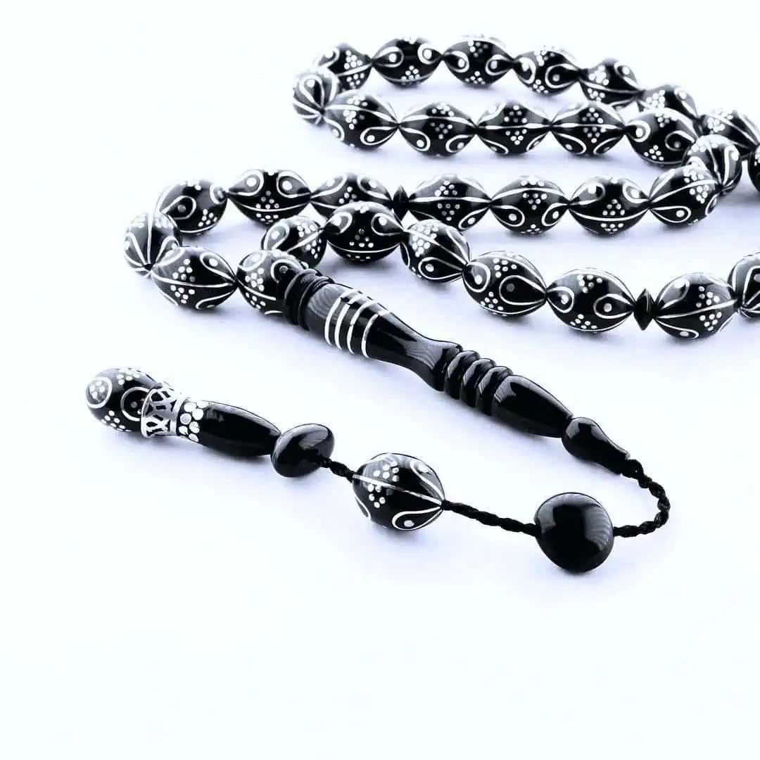 Oltu Taşı Damla Karpuz İşleme Tespih