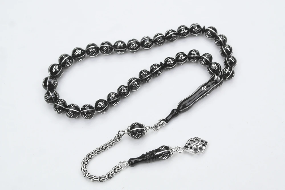 Oltu Taşı Küre Karpuz Baklava Bilek Boy İşlemeli Tespih