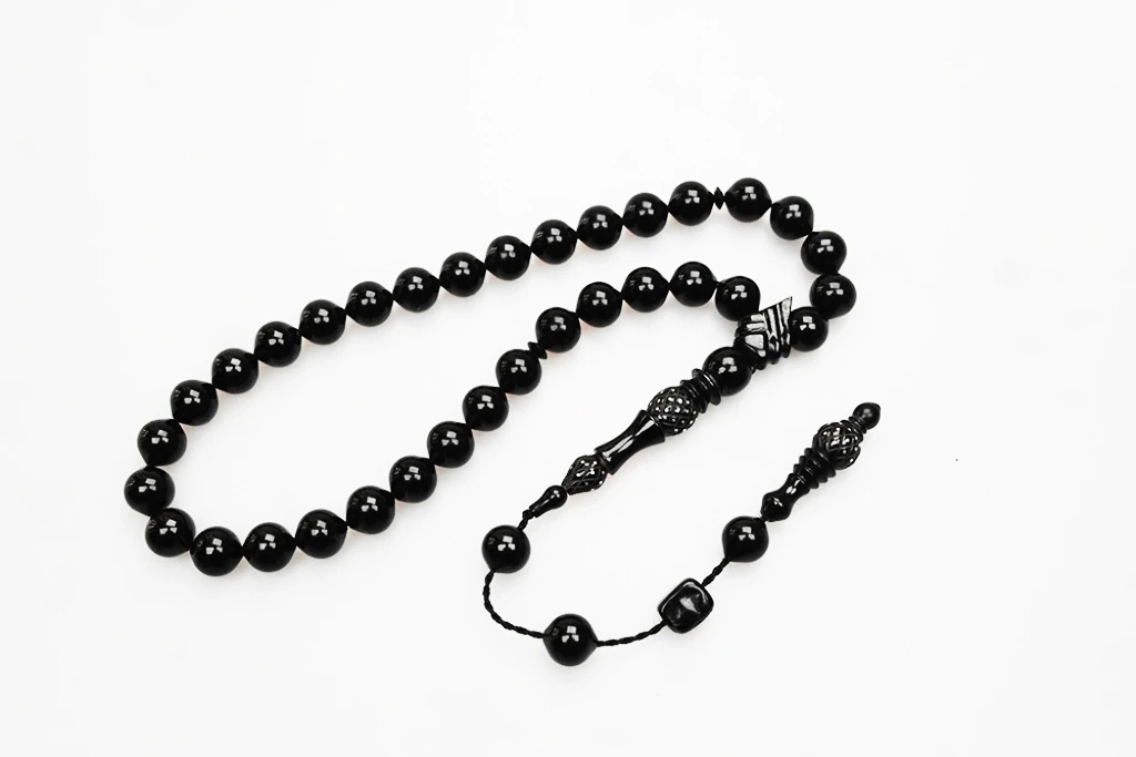 Oltu Taşı Kareli Oyma Nakkaş  İmameli  Sade Tespih