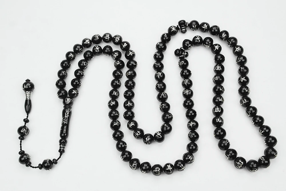 Oltu Taşı ALLAH MUHAMMET Arapça İşlemeli  Namaz Tespihi