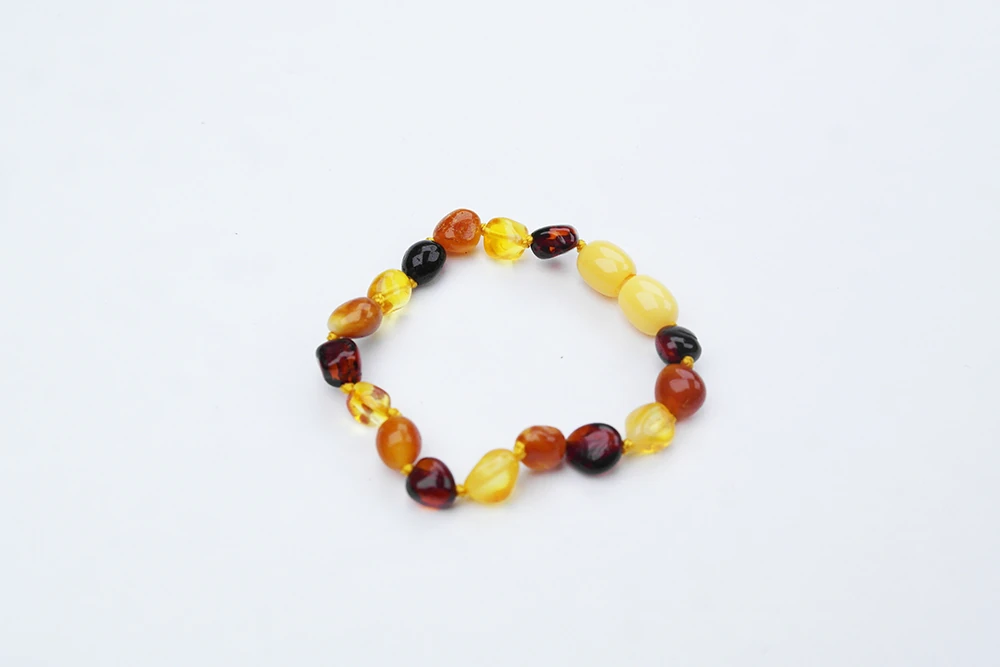 Gökkuşağı Renkli Doğal Kesim Damla Kehribar Bebek Bileklik