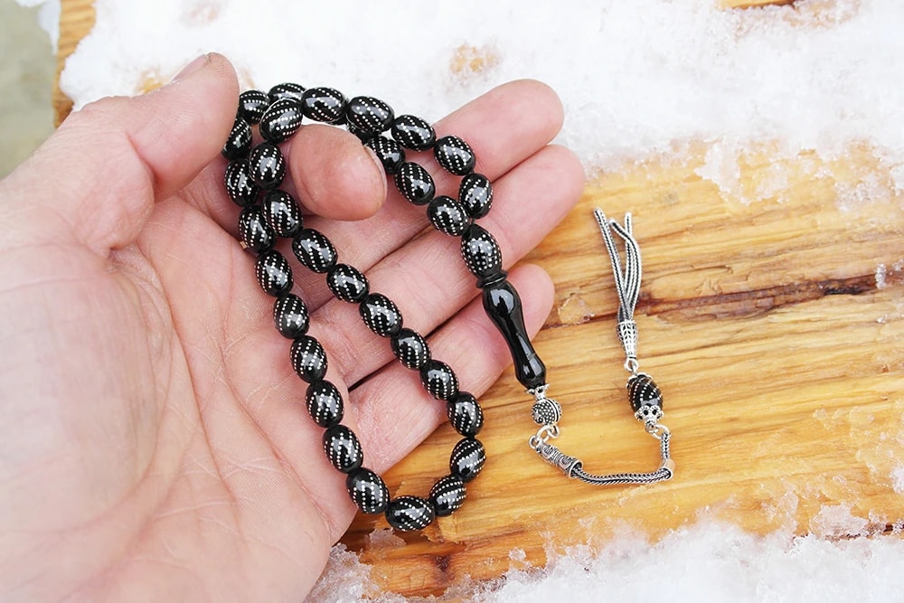 Oltu Taşı Beyzi Model Burgu  İşlemeli Tespih