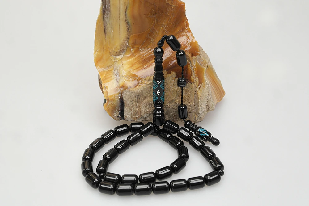 Oltu Taşı Nakkaş Kilim Desen İmameli Sade Tespih