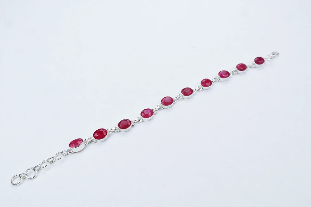 925 Ayar Yakut Taşlı Gümüş Bileklik