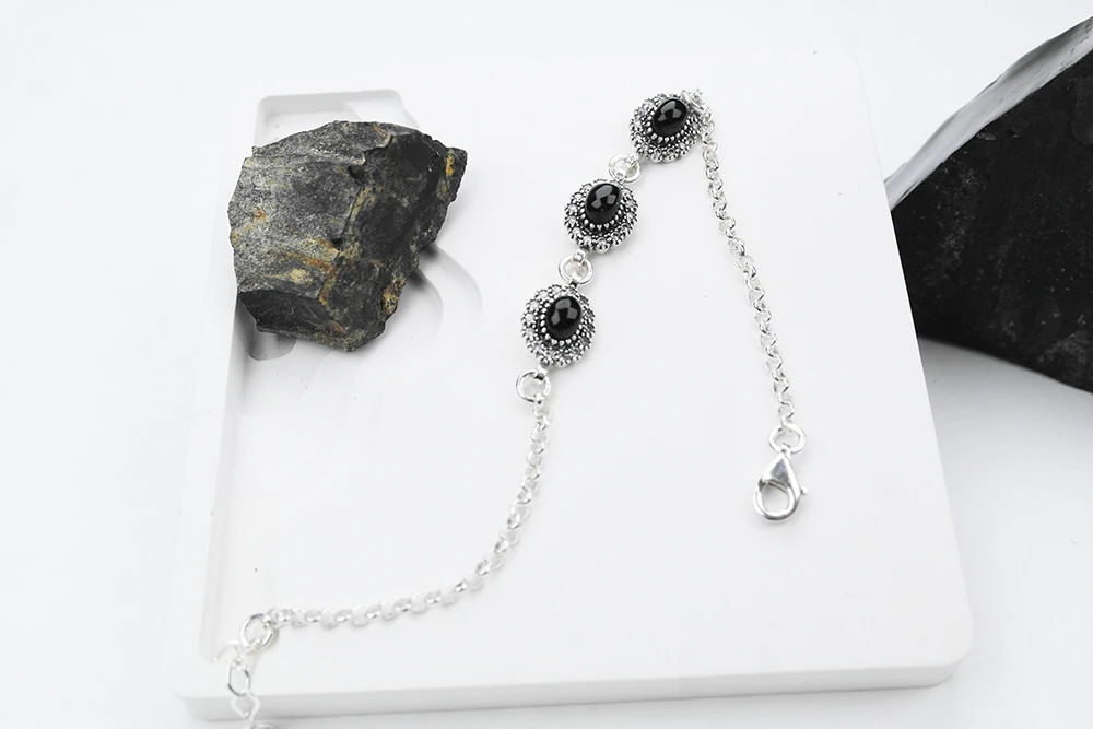 Siva 925 Ayar Oltu Taşlı Gümüş Bileklik