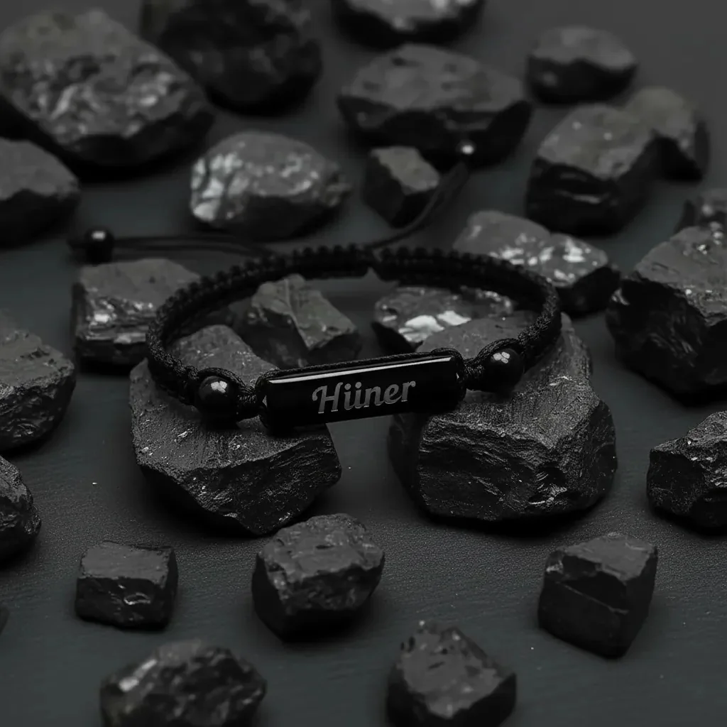 BlackCraft Kişiye Özel Oltu Taşı Örme Bileklik