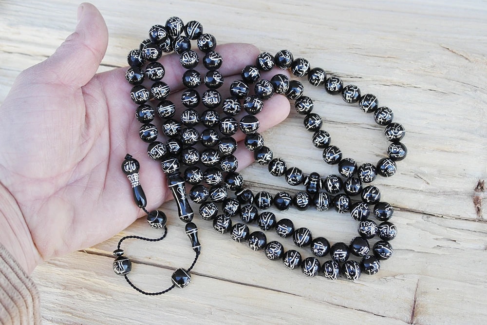 Oltu Taşı ESMAÜL HÜSNA  Arapça El İşçiliği  Namaz Tespihi