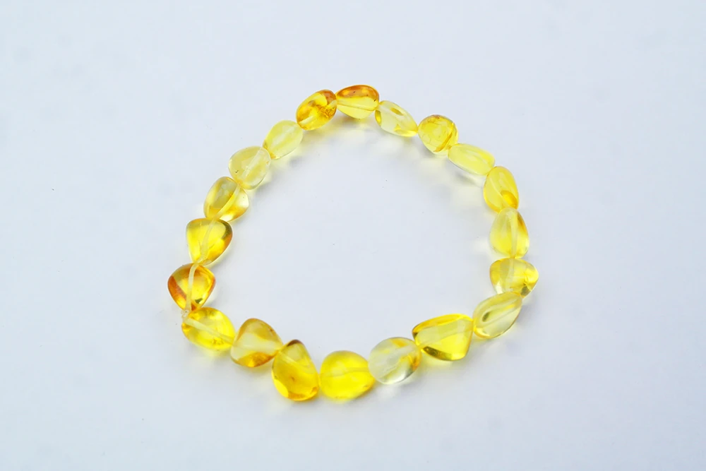 Şeffaf Limon  Doğal Kesim Damla Kehribar Yetişkin Bileklik